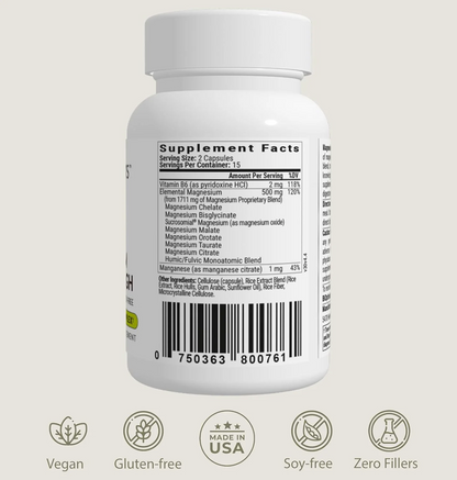 BIOptimizers Magnesium Breakthrough Supplement 4.0-7 Forms of Mg: Glycinate, Malate, Citrate, and More - Natural Support for Sleep and Cognitive Function - 60 Capsules- Calming Vitamins Complex